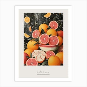 Art Deco Citrus Fruit Explosion Poster Art Print