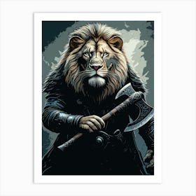 Lion Viking Art Print