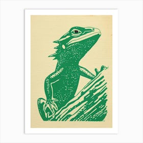 Iguana On The Tree Bark Art Print