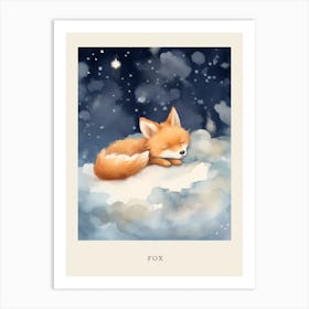 Baby Fox 7 Sleeping In The Clouds Nursery Poster Art Print