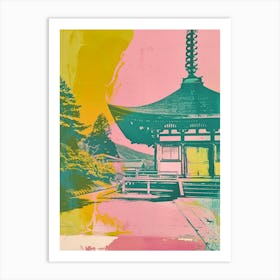 Koyasan Japan Retro Duotone Silkscreen 3 Art Print