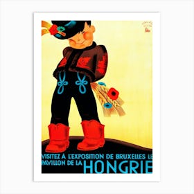 Boy In National Hungarian Costume, Hungary Exhibition in Brussels Art Print