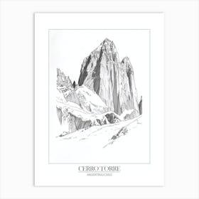 Cerro Torre Argentina Chile Line Drawing 11 Poster Art Print