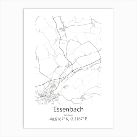 Essenbach,Germany Minimalist Map Art Print