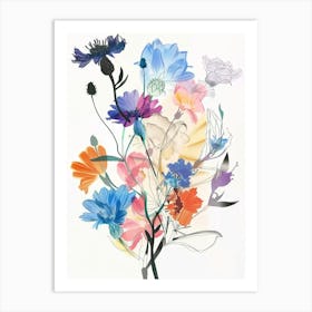 Cornflower 1 Collage Flower Bouquet Art Print