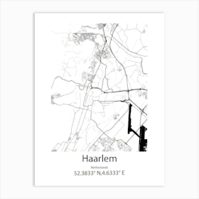 Haarlem,Netherlands Minimalist Map Art Print