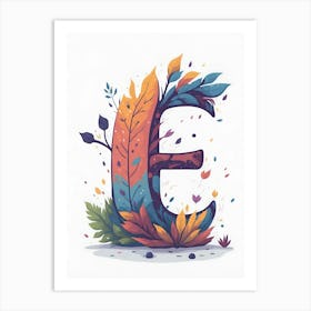 Colorful Letter E Illustration 42 Art Print