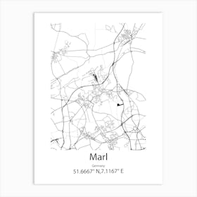 Marl,Germany Minimalist Map Art Print