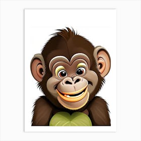 Baby Gorilla Smiling, Gorillas Scandi Cartoon 1 Art Print