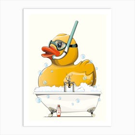 Rubber Duck Taking A Bath Art Print