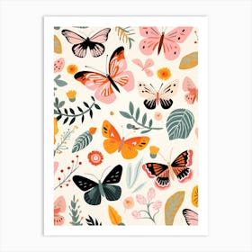 Seamless Pattern With Butterflies 1 Art Print