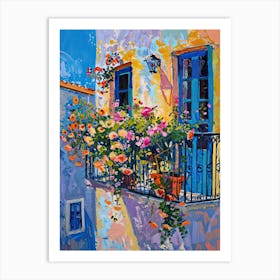 Balcony Painting In Rhodes 4 Art Print