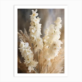 Boho Dried Flowers Delphinium 3 Art Print