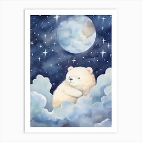Baby Polar Bear 1 Sleeping In The Clouds Art Print