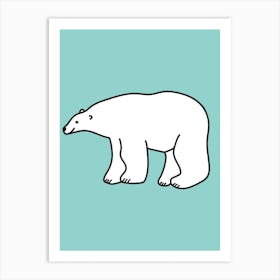 Polar Bear Pattern On Mint Art Print