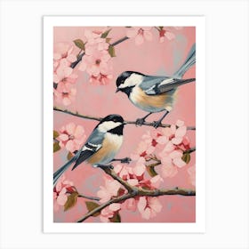 Vintage Japanese Inspired Bird Print Carolina Chickadee 2 Art Print