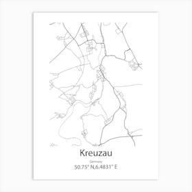 Kreuzau,Germany Minimalist Map Art Print