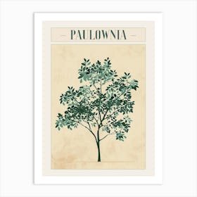 Paulownia Tree Minimal Japandi Illustration 1 Poster Art Print