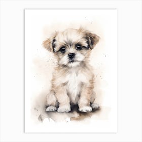 Baby Puppy Dog Watercolour Nursery 4 Art Print