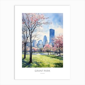 Grant Park 3 Chicago Watercolour Travel Poster Art Print