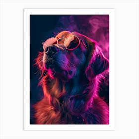 Beautiful Dog Under Neon Lights 9 Art Print