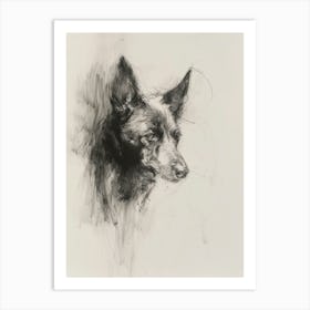 Swedish Vallhund Dog Charcoal Line Art Print