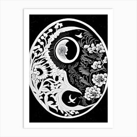 Repeat Yin and Yang 6 Linocut Art Print