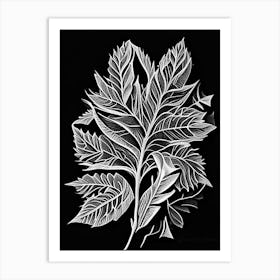 Wild Cherry Bark Leaf Linocut 1 Art Print
