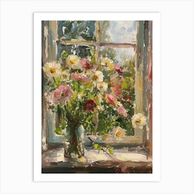 Ranunculus Flowers On A Cottage Window 4 Art Print