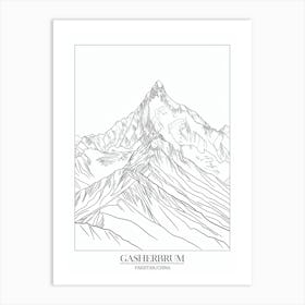 Gasherbrum Pakistan China Line Drawing 8 Poster 8 Art Print