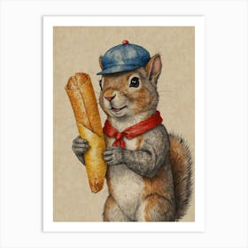 Squirrel With A Croissant Art Print