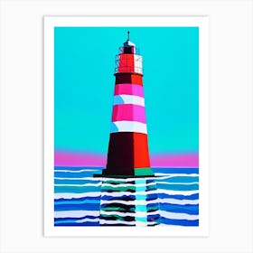 Lighthouse Waterscape Colourful Pop Art 1 Art Print