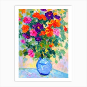 Nemesia Floral Abstract Block Colour 1 2 Flower Art Print