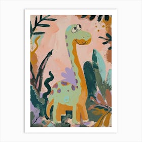 Muted Pastel Dinosaur Brushstroke 1 Art Print