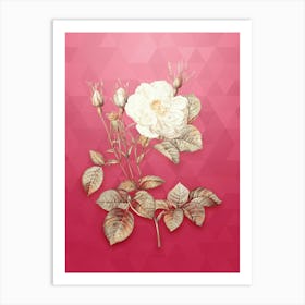 Vintage White Rose of York Botanical in Gold on Viva Magenta n.0429 Art Print