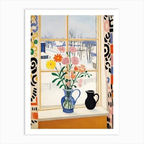 The Windowsill Of Rovaniemi   Finland Snow Inspired By Matisse 1 Art Print