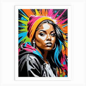 Graffiti Mural Of Beautiful Hip Hop Girl 10 Art Print