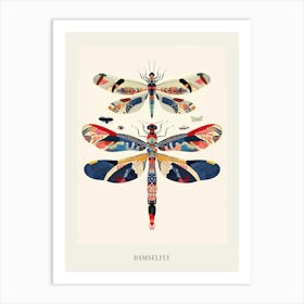Colourful Insect Illustration Damselfly 4 Poster Art Print