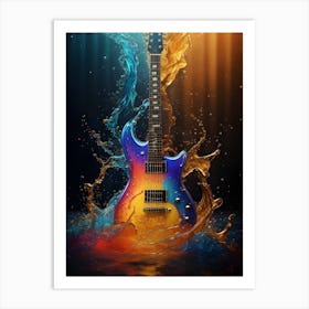 Electric Guitar In Water Art Print