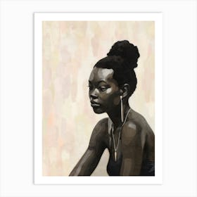 Beautiful Black Woman. Oil Portrait Art Print