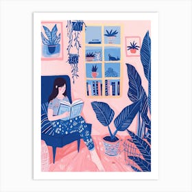 Girl Reading A Book Lo Fi Kawaii Illustration 6 Art Print