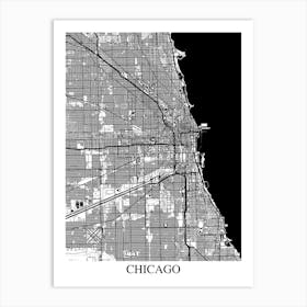 Chicago Illinois White Black Art Print