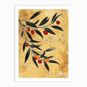 Olive Branch Olive Oil Illustration 2 Art Print