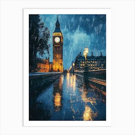 Fantasy Rainy Night In London Art Print