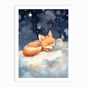 Baby Fox 7 Sleeping In The Clouds Art Print