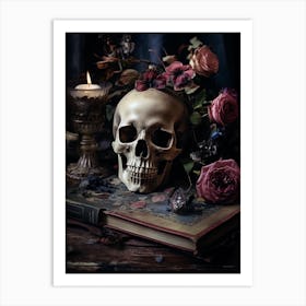 Skull in flowers 2 Art Print