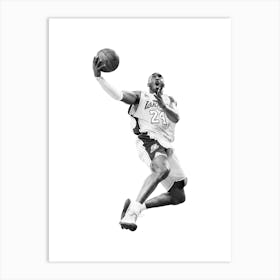 Kobe Bryan Black and White Line Illustration Art Print