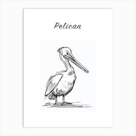 B&W Pelican Poster Art Print