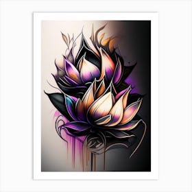 Double Lotus Graffiti 1 Art Print