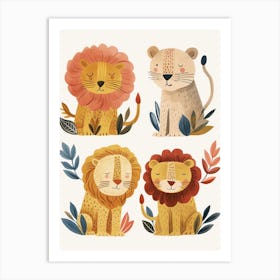 Barbary Lion In Different Seasons Clipart 2 Art Print